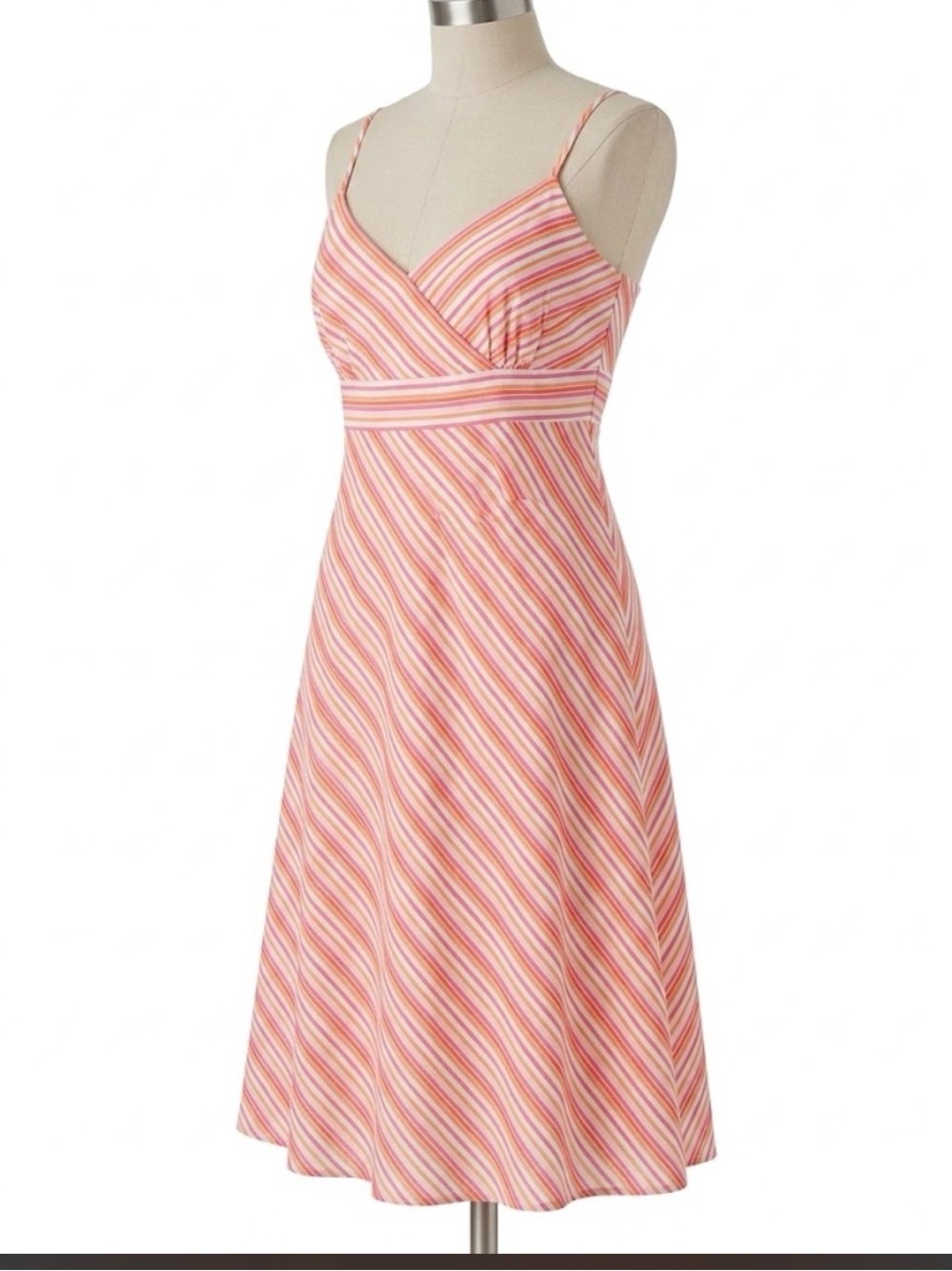 Striped Pink Summer Sundress with Spaghetti Straps
